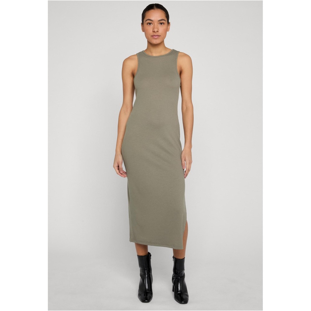 Urban Classics - Racerback Rib Lange jurk - Olijfgroen